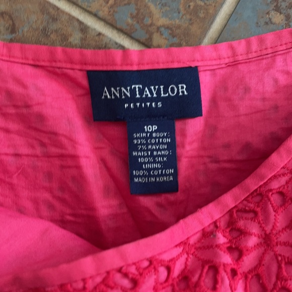 Ann Taylor eyelet hot pink a-line skirt - Picture 2 of 2